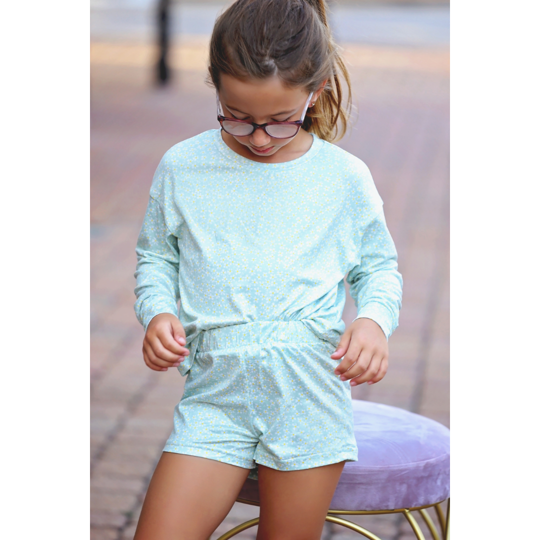 Juniors Floral Lettuce Trim Lounge Set